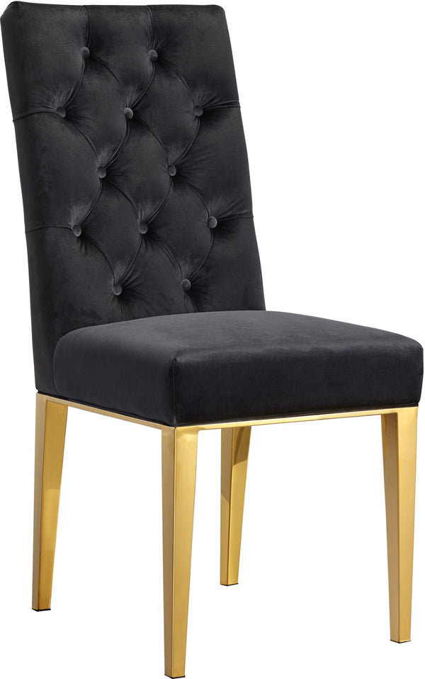 Capri Velvet / Engineered Wood / Stainless Steel / Foam Contemporary Black Velvet Dining Chair - 19" W x 20.5" D x 42" H