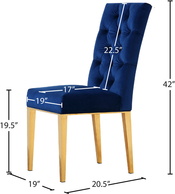 Capri Velvet / Engineered Wood / Stainless Steel / Foam Contemporary Navy Velvet Dining Chair - 19" W x 20.5" D x 42" H