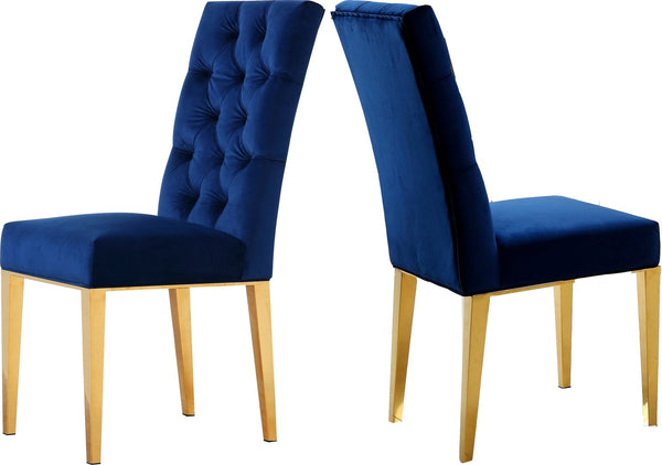 Capri Velvet / Engineered Wood / Stainless Steel / Foam Contemporary Navy Velvet Dining Chair - 19" W x 20.5" D x 42" H