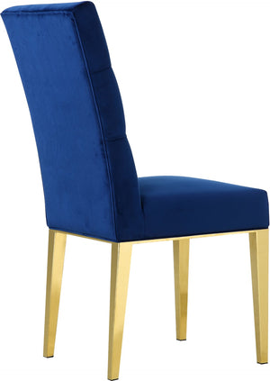 Capri Velvet / Engineered Wood / Stainless Steel / Foam Contemporary Navy Velvet Dining Chair - 19" W x 20.5" D x 42" H
