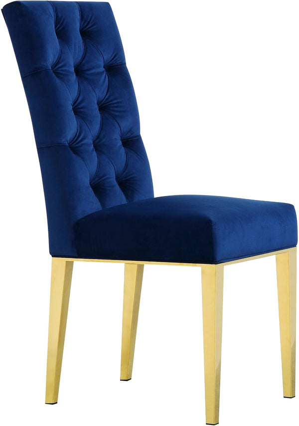 Capri Velvet / Engineered Wood / Stainless Steel / Foam Contemporary Navy Velvet Dining Chair - 19" W x 20.5" D x 42" H