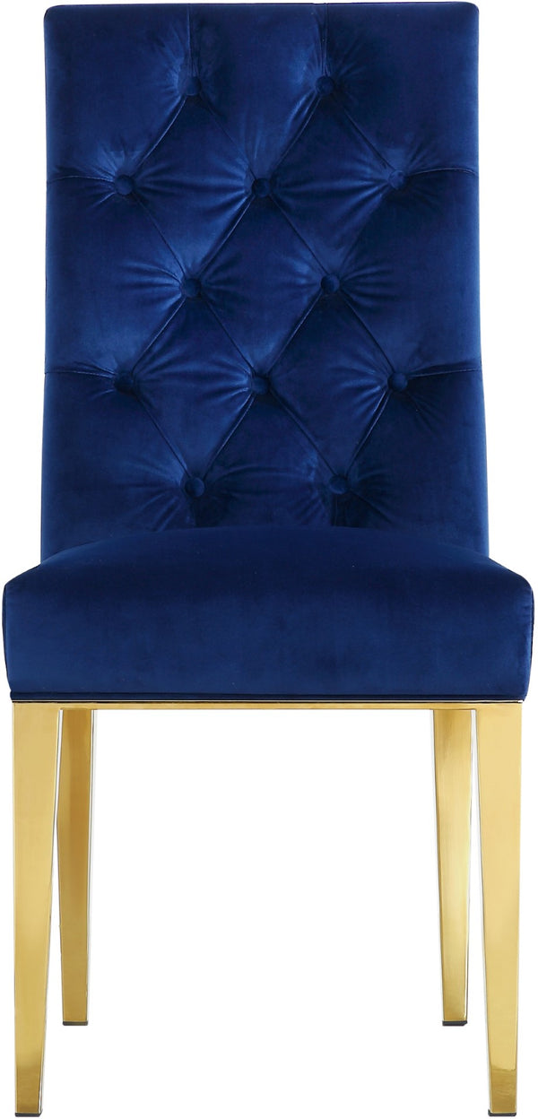 Capri Velvet / Engineered Wood / Stainless Steel / Foam Contemporary Navy Velvet Dining Chair - 19" W x 20.5" D x 42" H