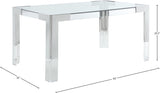 Casper Acrylic / Glass / Stainless Steel Contemporary Rich Chrome Dining Table - 60" W x 36" D x 29.5" H