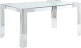 Casper Acrylic / Glass / Stainless Steel Contemporary Rich Chrome Dining Table - 60" W x 36" D x 29.5" H