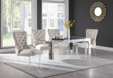 Casper Acrylic / Glass / Stainless Steel Contemporary Rich Chrome Dining Table - 60" W x 36" D x 29.5" H