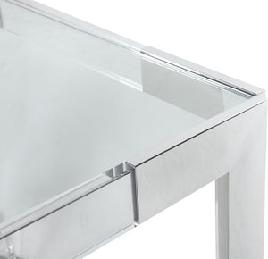 Casper Acrylic / Glass / Stainless Steel Contemporary Rich Chrome Dining Table - 60" W x 36" D x 29.5" H