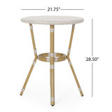 Picardy Outdoor Aluminum French Bistro Table, Light Brown and Bamboo Finish Noble House