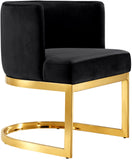 Gianna Velvet / Engineered Wood / Stainless Steel / Foam Contemporary Black Velvet Dining Chair - 24" W x 22" D x 29.5" H