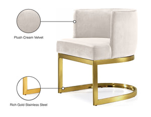 Gianna Velvet / Engineered Wood / Stainless Steel / Foam Contemporary Cream Velvet Dining Chair - 24" W x 22" D x 29.5" H