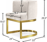 Gianna Velvet / Engineered Wood / Stainless Steel / Foam Contemporary Cream Velvet Dining Chair - 24" W x 22" D x 29.5" H