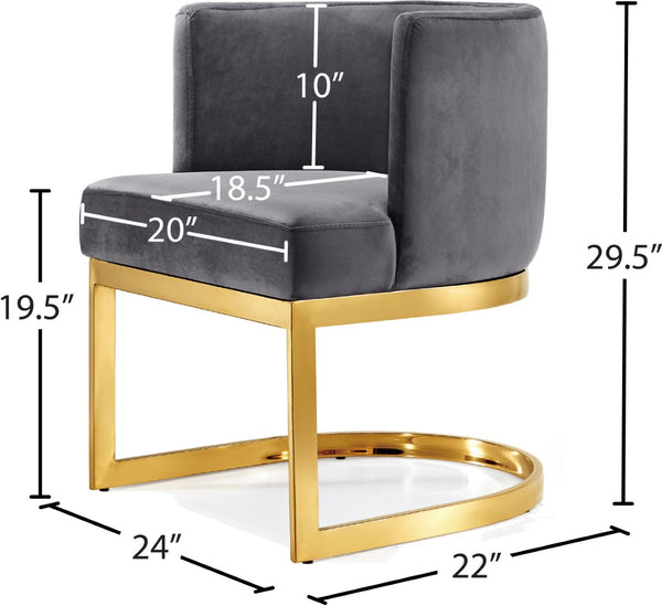 Gianna Velvet / Engineered Wood / Stainless Steel / Foam Contemporary Grey Velvet Dining Chair - 24" W x 22" D x 29.5" H