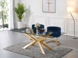 Gianna Velvet / Engineered Wood / Stainless Steel / Foam Contemporary Navy Velvet Dining Chair - 24" W x 22" D x 29.5" H