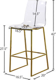 Lumen Lucite Polycarbonate / Metal Contemporary Gold Metal/Lucite Polycarbonate Stool - 16.5" W x 20" D x 42" H