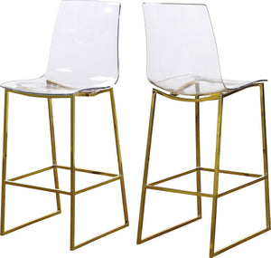 Lumen Lucite Polycarbonate / Metal Contemporary Gold Metal/Lucite Polycarbonate Stool - 16.5" W x 20" D x 42" H