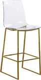 Lumen Lucite Polycarbonate / Metal Contemporary Gold Metal/Lucite Polycarbonate Stool - 16.5" W x 20" D x 42" H