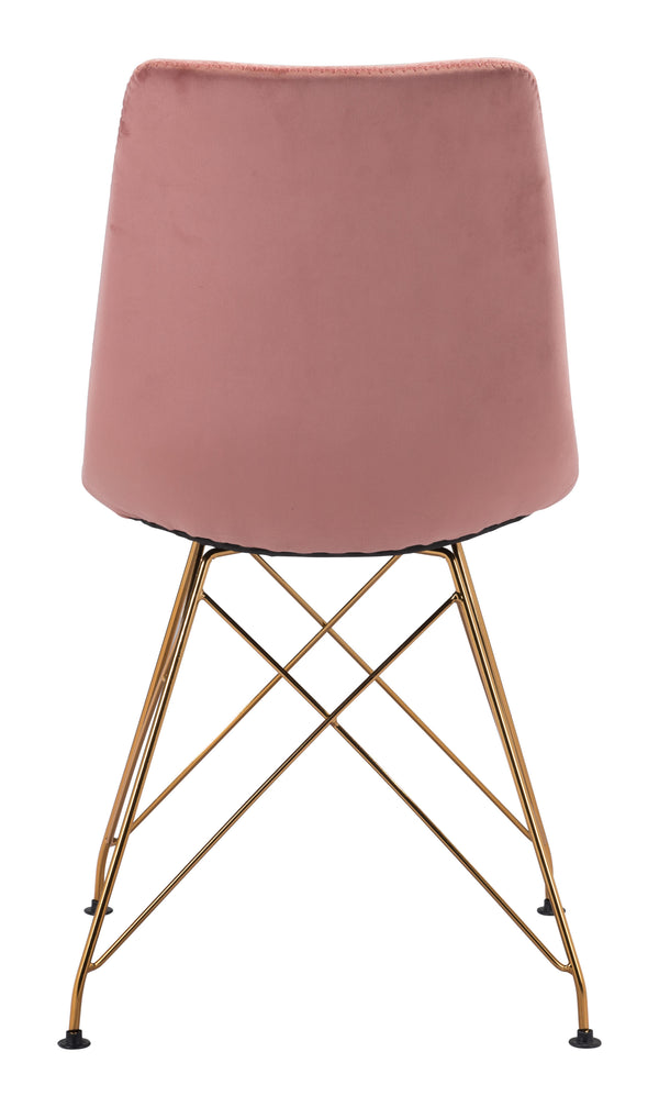 Zuo Modern Parker 100% Polyester, Plywood, Steel Modern Commercial Grade Dining Chair Set - Set of 4 Pink, Gold 100% Polyester, Plywood, Steel