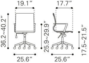 Zuo Modern Stacy 100% Polyurethane, Steel, Nylon Modern Commercial Grade Office Chair White, Black 100% Polyurethane, Steel, Nylon