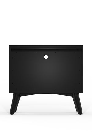 Alpine Furniture Flynn Large Nightstand, Black 966BLK-22 Black Mahogany Solids & Veneer 28 x 15 x 26