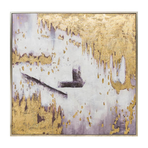 Sagebrook Home Contemporary 40x40 Handpainted Abstract Canvas, Gold/white 70162 White/gold Polyester Canvas