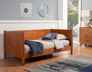 Alpine Furniture Flynn Mid Century Modern Twin Size Day Bed, Acorn 966-09T Acorn Mahogany Solids & Okoume Veneer 44 x 82 x 35