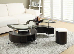 Contemporary 3-piece Coffee Table and Stools Set Cappuccino