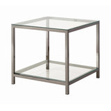 Ontario Contemporary End Table with Glass Shelf Black Nickel