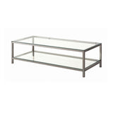 Ontario Contemporary Coffee Table with Glass Shelf Black Nickel