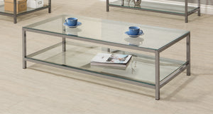 Ontario Contemporary Coffee Table with Glass Shelf Black Nickel