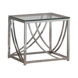 Contemporary Glass Top Square End Table Accents Chrome