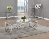 Contemporary Glass Top Square End Table Accents Chrome