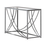 Contemporary Glass Top Rectangular Sofa Table Accents Chrome