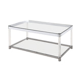 Claude Contemporary Coffee Table with Lower Shelf Chrome and Clear