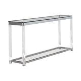 Claude Contemporary Sofa Table with Lower Shelf Chrome and Clear