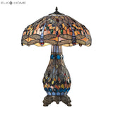 Dragonfly 26'' High 3-Light Table Lamp - Tiffany Glass