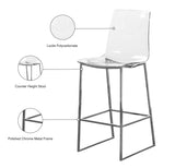 Lumen Lucite Polycarbonate / Metal Contemporary Chrome Metal/Lucite Polycarbonate Stool - 16.5" W x 20" D x 42" H