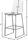 Lumen Lucite Polycarbonate / Metal Contemporary Chrome Metal/Lucite Polycarbonate Stool - 16.5" W x 20" D x 42" H