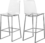 Lumen Lucite Polycarbonate / Metal Contemporary Chrome Metal/Lucite Polycarbonate Stool - 16.5" W x 20" D x 42" H