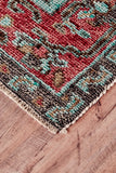 Piraj Nordic Hand Knot Wool Area Rug, Rust/Turquoise/Red, 9ft-6in x 13ft-6in