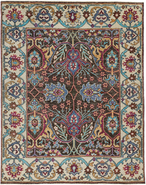 Piraj Nordic Hand Knot Wool Rug, Turquoise/Gold, 9ft-6in x 13ft-6in Area Rug