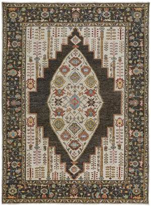 Piraj Nordic Hand Knot Wool Area Rug, Chestnut Brown/Yellow, 8ft-6in x 11ft-6in