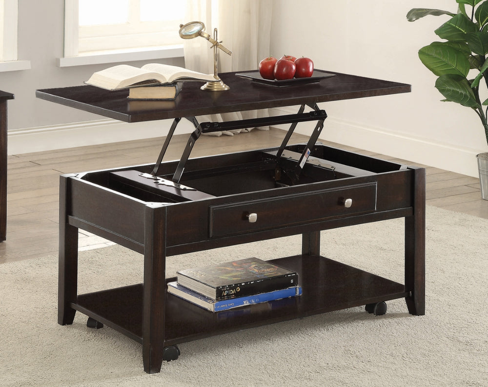 Casual Lift Top Coffee Table in Rich Walnut Finish - Stylish, Modern Design with Storage Space