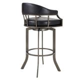 Pharaoh Swivel 26" Mineral Finish and Black Faux Leather Bar Stool
