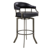 Pharaoh Swivel 26" Mineral Finish and Black Faux Leather Bar Stool