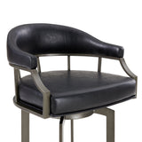 Pharaoh Swivel 30" Mineral Finish and Black Faux Leather Bar Stool