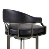 Pharaoh Swivel 30" Mineral Finish and Black Faux Leather Bar Stool