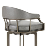 Pharaoh Swivel 30" Mineral Finish and Gray Faux Leather Bar Stool