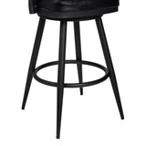 Amador 26" Counter Height Barstool in a Black Powder Coated Finish and Vintage Black Faux Leather