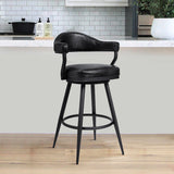 Amador 30" Bar Height Barstool in a Black Powder Coated Finish and Vintage Black Faux Leather