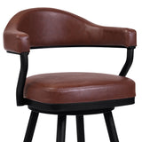 Amador 30" Bar Height Barstool in a Black Powder Coated Finish and Vintage Coffee Faux Leather