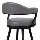 Amador 26" Counter Height Barstool in a Black Powder Coated Finish and Vintage Gray Faux Leather